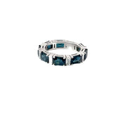 18k White Gold 5.00ct  Sapphire and .50ct  G VS2 Baguette Diamond  Eternity Ring